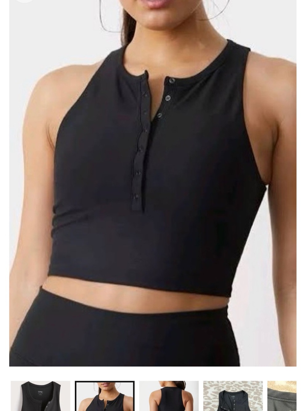 Abercrombie & Fitch NWT YPB SculptLux Black Henley Crop Tank